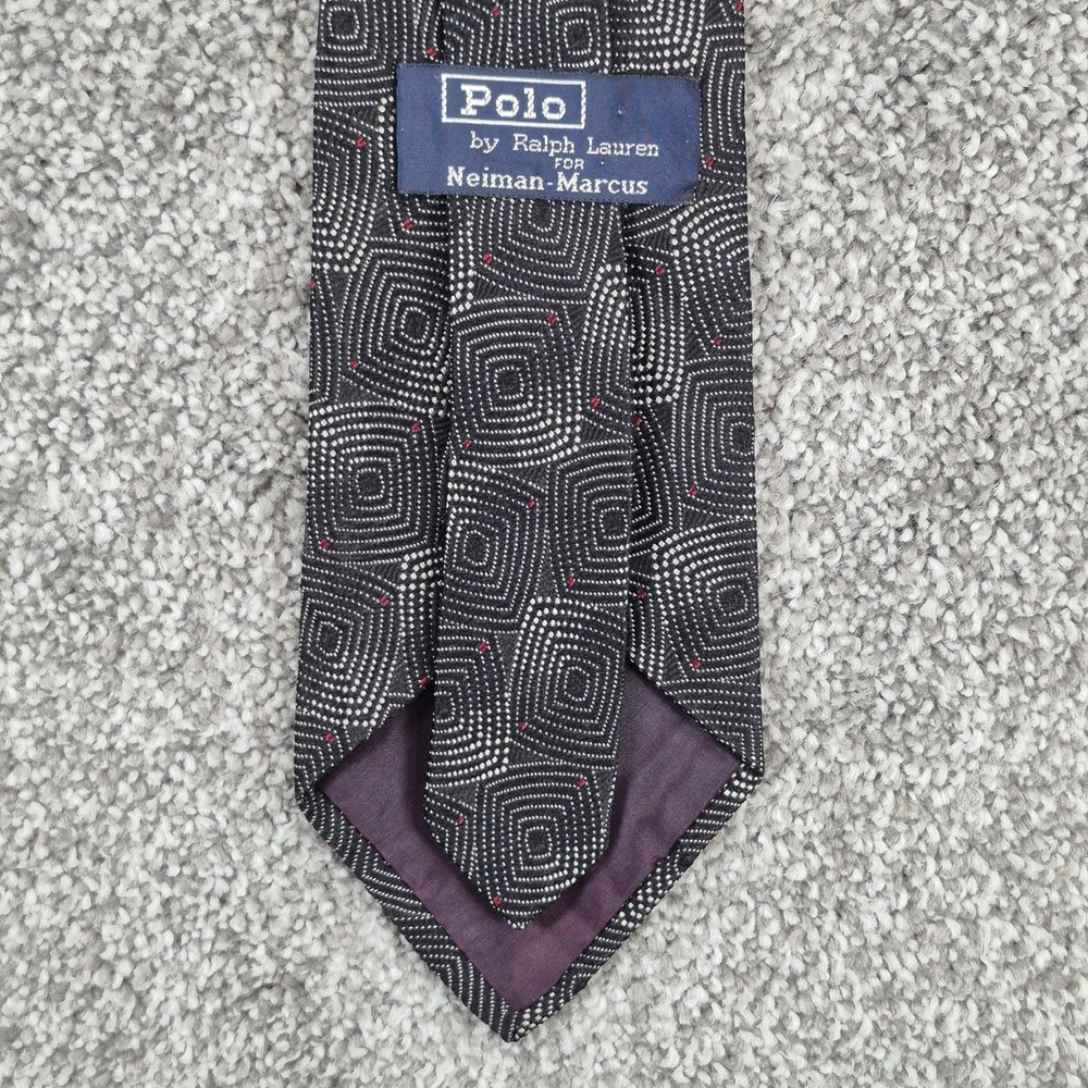 Vintage Polo Ralph‎ Lauren Neck Tie 100% Silk Geometric Black Made in USA